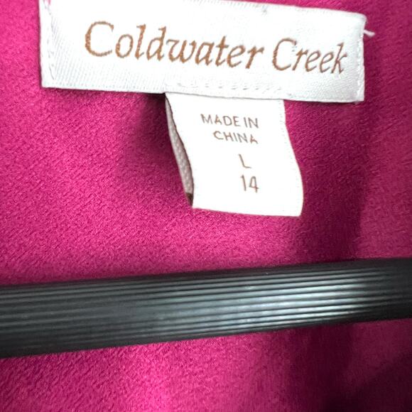 Coldwater Creek Sz Large 14 Formal Silky Dinner Fuchsia Blouse Shirt Top Mature - Picture 2 of 6